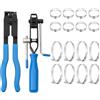 RANJI - Pinze per Morsetto con 16 Morsetti in Acciaio Inox - Kit Professionale di Pinze per Morsetto a Soffietto, Strumento di Serraggio e Taglio, per Tubo, Scarico, Riparazione Auto