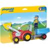 PLAYMOBIL 1.2.3 6964, Trattore con Rimorchio, dai 18 Mesi