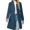 Generisch Cappotto da donna in pelle scamosciata con colletto alto - Elegante cappotto per le mezze stagioni con bottoni asimmetrici | cappotto corto sciancrato per l'autunno, Stil_j03 Marrone, XL