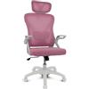 DRIFT GAMING DRAIR35 - Sedia da Scrivania Ergonomica per Ufficio e Casa in Rete Tesa Traspirante, Reclinabile 90-120°, Poggiatesta e Braccioli Pieghevoli, Supporta fino a 120 kg, Rosa-Bianco