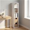 Furinno CUBICLE Libreria verticale a 5 cubi con telaio spesso, reversibile orizzontalmente e verticalmente, 37,08 x 40,4 x 182,9 cm, per soggiorno, camera da letto, ufficio domestico, Bianco semplice