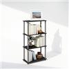 Furinno TURN-N-TUBE Libreria, Libreria a 4 Ripiani, Libreria con Espositore Compatto Multiuso, 29.5 x 60 x 109.7 cm, per Soggiorno, Camera da Letto, Studio, Nero/Grigio