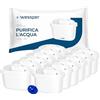 Wessper Filtro Acqua per caraffa filtrante, Filtri con Carbone Attivo e Resina a Scambio Ionico, PIN Aggiuntivo Compatibile con la Caraffa Brita, ricambio per brocca Dafi, Wessper, Philips - 12 pezzi