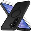 iVoler Cover Magnetica per Samsung Galaxy S25 FE 5G con 2 Pezzi Pellicola Vetro Temperato, [Antiurto di Grado Militare] Custodia Traslucida Opaca Sottile Anti-Impronte MagSafe Case, Opaca Nero