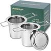 HAUSPROFI Infusore per tè in acciaio inox 304 con coperchio e manico pieghevole, filtro per tè per tazze da teiere, tazze per preparare foglie sciolte, confezione da 2
