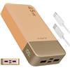 JUOVI Power Bank Ricarica portatile 20000mAh 45W, ricarica super rapida con display a LED caricatore portatile del telefono, banca di alimentazione USB C per MacBook, per iPhone 15 (Arancione)