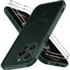 iVoler Cover Magnetica per iPhone 12 PRO Max 5G con 2 Pezzi Pellicola Vetro Temperato, [Compatibile con MagSafe] Custodia Traslucida Opaca Sottile Anti-Impronte MagSafe Case, Verde Profondo