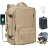 SZLX Zaino Ryanair 40x30x20 Sottovuoto Bagaglio a Mano Donna Zaino da Viaggio 40x30x20 Wizzair Borse da Cabina con Porta USB Porta Scarpe,Kaki,Ryanair/Wizz 40x30x20cm-Zaino Sottovuoto Con Pompa