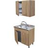 GI.MAR+APELL Sottolavello Rovere 80 cm con Lavello 1 Vasca a Sinistra e Colapiatti