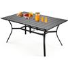 VEVOR Tavolo Rettangolare da Giardino Balcone, 1500 x 960 x 725 mm in Acciaio al Carbonio, Tavolo Impermeabile da Pranzo per Cortile Patio Veranda, con Foro per Ombrellone da 38 mm, Carico 68 kg Nero