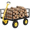 VEVOR Carrello in Acciaio da Giardinaggio, Carriola Trainabile da 635 kg, Multiuso Design 2 in 1, con Pneumatici Fuoristrada, Sponde Laterali in Rete Rimovibili e Maniglia Girevole, per Uso Esterno