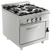 Cucina A Gas Professionale 4 Fuochi + Forno Gas Profondità 90 cm