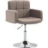CLP Sedia Design Lounge Los Angeles Stoffa I Poltroncina Girevole E Regolabile I Sedia Pranzo Imbottita Con Braccioli Colore:tortora