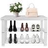 Willonin Panca per scarpe - Bambù - 3 livelli per ingresso, scarpiera, corridoio, bagno, soggiorno, 70 x 27 x 42 cm, bianco