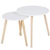 AKTIVE Max Home Set di 2 tavolini, D50xH50 cm e D40xH44 cm, Portata massima 5kg, Nido, Bianco, Gambe in legno naturale, Per soggiorno, Sala da pranzo, Ufficio (18510)