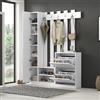 ZKLOEP 135 x 25 x 180 cm, set guardaroba con specchio, armadio da corridoio, pensile, guardaroba compatto, con 2 scarpiere inferiori a ribalta + 2 armadi portaoggetti, adatto per porte e corridoi