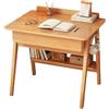 Generic Piccola scrivania moderna della metà del secolo in legno massello, postazione di lavoro per computer per casa e ufficio con 2 cassetti, ripiano portaoggetti e ganci (colore legno, 80 cm)