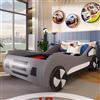 Soweiz Lettino per bambini e bambine a forma di auto, con superficie da 90 x 200 cm, spazio di archiviazione inferiore, per dormire sicuri e protetti, dalla forma originale, colore grigio