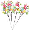 DEARMAMY Decorazioni la Festa di Pasqua 4 Pezzi Rami di Uova di Pasqua 32 Cm Uova Colorate e Foglie Verdi per Composizioni Floreali Fai da Te e Decorazioni Fotografiche Festive
