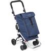 FOPPA PEDRETTI S.P.A. Foppapedretti Carrello Go Up Portaspesa, Blue Jeans, Borsa Nylon 38 L, Borsa Termica 6 L, Manubrio Regolabile, Chiusura Compatta