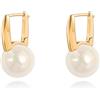 Aobei Pearl Boho Perle Goccia Oro Hoop Lever Back Orecchini per le Donne 18k Oro Placcato Bianco Simulato Orecchini Perle per Gioielli di Nozze Regalo