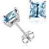 ChicSilver Orecchini Donna Argento 925, Orecchini Blu Acquamarina Pietra Portafortuna Marzo per Anniversario Natale Compleanno