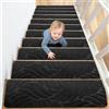 Hengrongshen Tappetini per Scale 15 Pezzi, Antiscivolo Autoadesivi 55x19 cm, Riutilizzabili Tagliabili, Protezione per Scale per Animali Domestici e Bambini - Nero