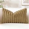 Sungeek 1 Pezzi Federe Cuscini 40x60 in Finta Pelliccia di Coniglio, Morbido Fodere per Cuscini Decorativi in Peluche a Righe in Velluto Copricuscini Cuscino per Divano Letto Soggiorno, Marrone
