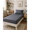 GX GARGIX Completo Letto Singolo 100% Cotone - Set Lenzuola Una Piazza con Sotto, Sopra e Federa - Morbido e Traspirante (GX/ASX-GRIGIO SCURO)