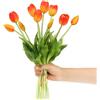 Laelfe 10 Pz Tulipani Finti Real Touch, Tulipani in Lattice Finti Morbidi Bouquet di Fiori Finti per Decorazioni da Festa, Matrimonio, Casa (Arancione-rosso)