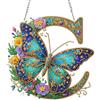 QENSPE Farfalla Diamond Painting Kit, Lettera C Pittura Diamante Pendente per Adulti Principianti, Speciale Forma Strass Ornamento Appendere Finestre Porta Decorazione, Larghezza 20 cm