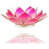 Emada Porta candelina a forma di fiore di loto, realizzato con dischetti di madreperla, in vari colori (corrispondenti ai chakra), ø 13,5 cm, Rosa/Argento