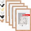 HIMEETIME® 4x Cornice A4 21x30 cm in legno massiccio di quercia con fronte in perspex, per esporre un'immagine di 15x21 cm con tappetino o 21x29.7 cm senza tappetino,Cornice per fotografie A4