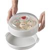 Generico Microwave Steamer - Vaporiera 24.5cm PP con Coperchio Vassoio | Cuoci Vapore Microonde Multifunzione Contenitore Alimentare Cucina | Steam Cooker Pot Pasta Riscaldamento