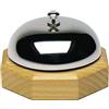 Westmark Campanello da tavolo/reception, ø 9,1 cm, Suono chiaro, Legno/Acciaio (cromato lucido), Argento/Marrone chiaro, 63202230