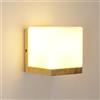 Comely Applique da Parete LED Interno Legno, Lampada da Parete Moderno, E27 Lampada a Muro con Paralume di Vetro per Camera da Letto, Soggiorno, Corridoio
