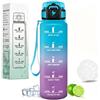 Motswedi Borraccia 1 litro, a Prova di Perdite, Bottiglia d'acqua Motivazionale, con Indicatore di Tempo, Borraccia Palestra 1 litro, per Campeggio, Ciclismo, Yoga, Blu Viola