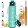 Motswedi Borraccia 1 litro, con Cannuccia, Borracce, Motivazionale Bottiglia d'acqua, a Prova di Perdite, Borraccia Sportiva 1L, per Campeggio, Palestra, Yoga, Ciclismo, Blu Verde