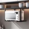 sunbiaouk Mensola per forno a microonde, staffe da parete e ripiano di supporto per cucina, lavanderia e soggiorno(Black,S)