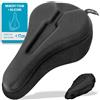 TECHCYC Coprisella Bici Gel Morbido, Copri Sella Sellino Bici in memory foam a doppio strato, design ergonomico, unisex, con strisce riflettenti, adatto per cyclette e bici da città 26 x 25 cm