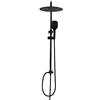 Görbach Colonna Doccia Nero Opaco in Acciaio Inox Set doccia a Pioggia con Soffione e Doccetta (D25cm)