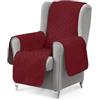textil-home Copripoltrona 1 Posto con Braccioli LUKA, Poltrona Relax Reclinabile e Orecchie Imbottito - Misura 55 cm. SalvaDivano Reversibile. Rosso