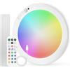 Combuh RGB Lampada a Batteria Sensore di Movimento Luce Ricaricabile Doccia Senza Fili, Autonomia 75 Giorni 5000mAh Plafoniera LED Senza Corrente Lampade da Soffitto per Bagno Rotondo 1pz