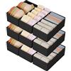 DIMJ Organizer per Cassetti 12 Pezzi Organizer per Armadio, Divisori per Cassetti Separatori per Cassetti Organizzatore Cassetti, per Calze, Biancheria Intima, Nero