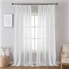 Joydeco Tende Effetto Lino per Interni con Fettuccia 2 Pezzi L 140 X A 225 CM Tende Semitrasparenti per Camera da Letto e Soggiorno Finestra Moderne, Grigio Bianco