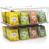 KICHLY Porta bustine the e tisane, confezione da 2-16 scomparti in acrilico scatola per tè, spezie, caffè, piani di lavoro della cucina, armadi (trasparente)