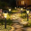 FOMYHEARD Luci da Esterno Giardino Solari 8 Pezzi, Lampade Solari da Giardino con Luce Calda e 7 Colori RGB, Illuminazione Luci Solare Esterno Impermeabile IP65 per Sentieri, Decorazione di Giardini