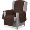 textil-home Copripoltrona 1 Posto con Braccioli LUKA, Poltrona Relax Reclinabile e Orecchie Imbottito - Misura 55 cm. SalvaDivano Reversibile. Marrone