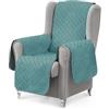 textil-home Copripoltrona 1 Posto con Braccioli LUKA, Poltrona Relax Reclinabile e Orecchie Imbottito - Misura 55 cm. SalvaDivano Reversibile. Acquamarina