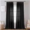 Joydeco Tende Effetto Lino per Interni con Fettuccia 2 Pezzi L 140 X A 225 CM Tende Semitrasparenti per Camera da Letto e Soggiorno Finestra Moderne, Nero